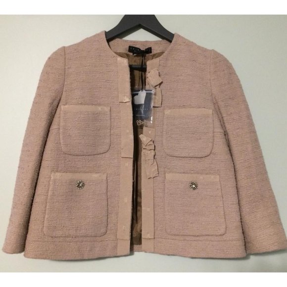 Twin Set Italy Ribbon Embellished Tweed Jacket NWT Retail $588 - Picture 1 of 4